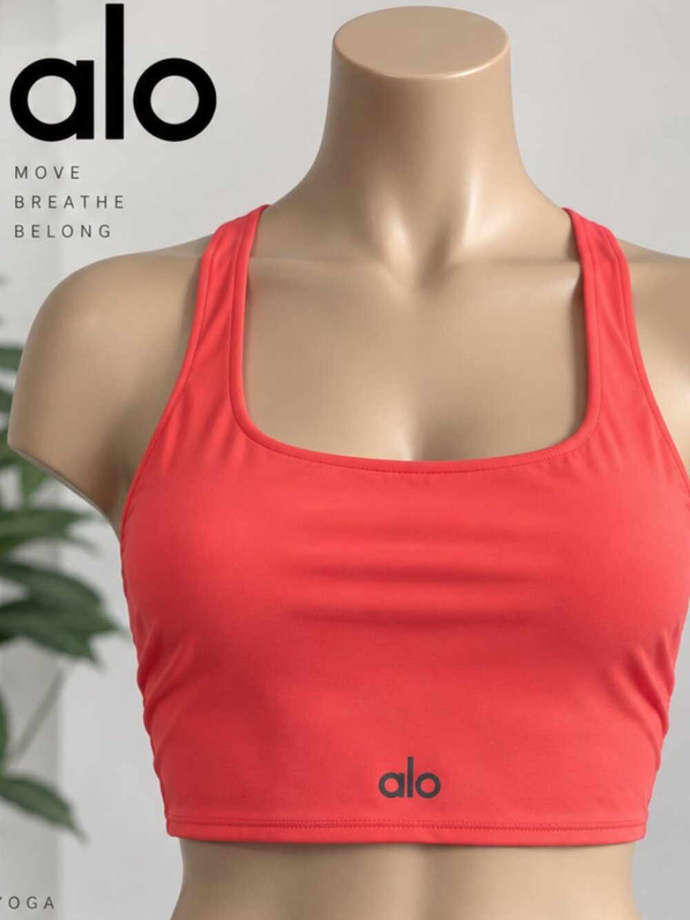 Alo Yoga Crop Tank Top Women’s Medium M Coral Red Racerback Athletic Yoga